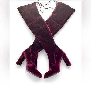 Stuart Weitzman Burgundy Velvet Over-the-Knee Boots Size 7